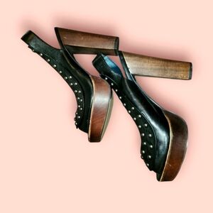 Size 8 Daniblack Studded Leather Plsatform Pumps